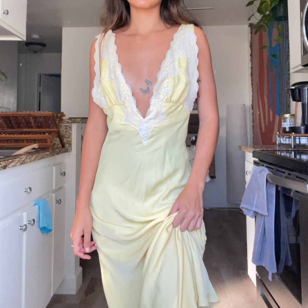 Shop Rumours maxi Baby Yellow Lace dress